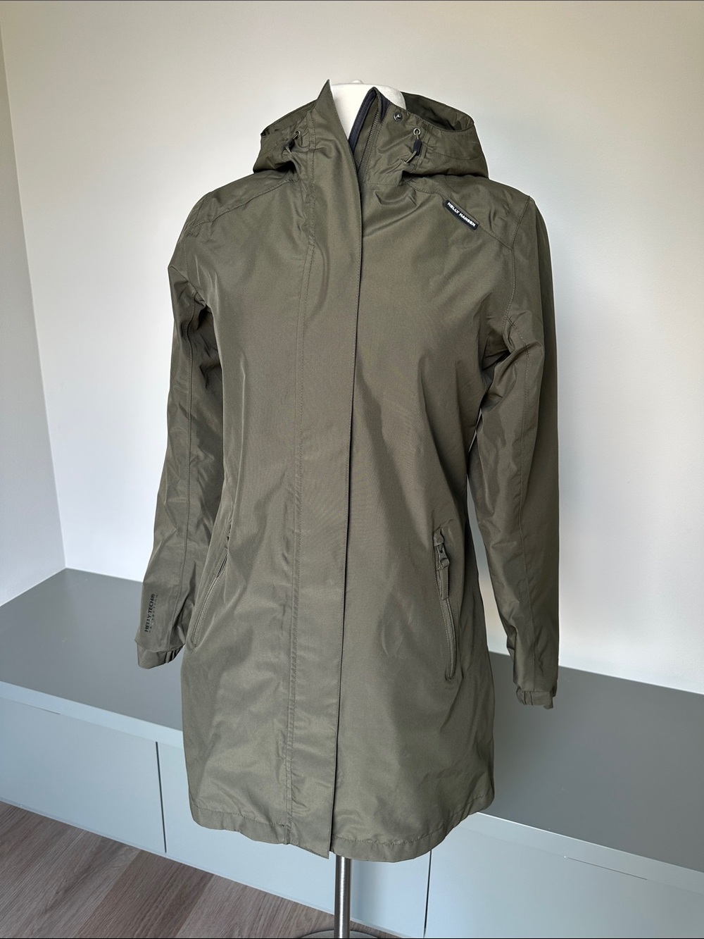 Helly Hansen Olive Hooded Rain Coat